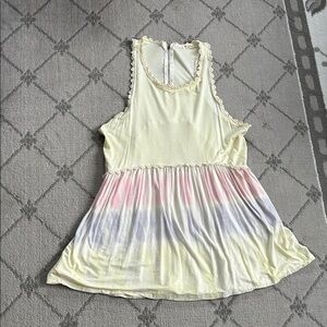 POL Ombré Sunset Flowy Tank Top with Lace Trim